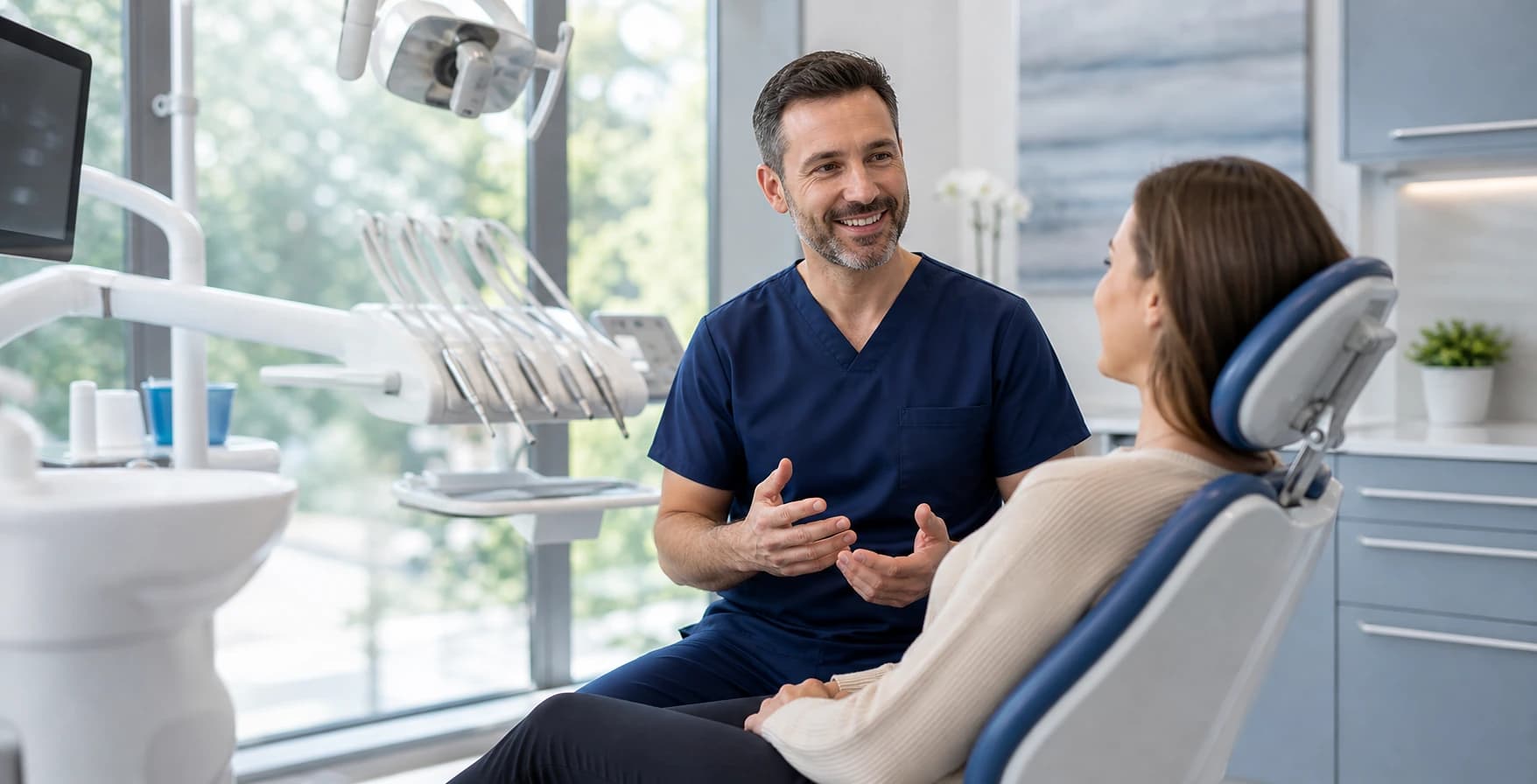 A calm modern dental consultation room for Canterbury Smile Studio