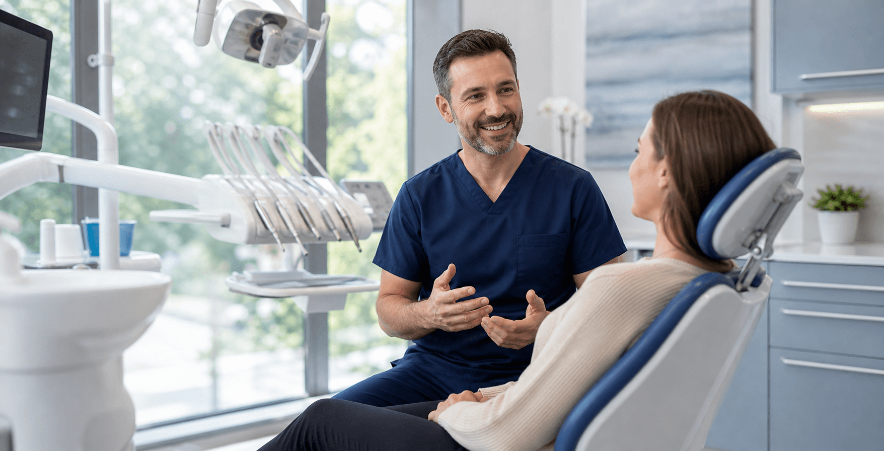 A calm modern dental consultation room for Canterbury Smile Studio